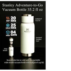 New Stanley Adventure To-Go Bottle 35.2 fl oz, Insulated, Leakproof, Lid/Cup